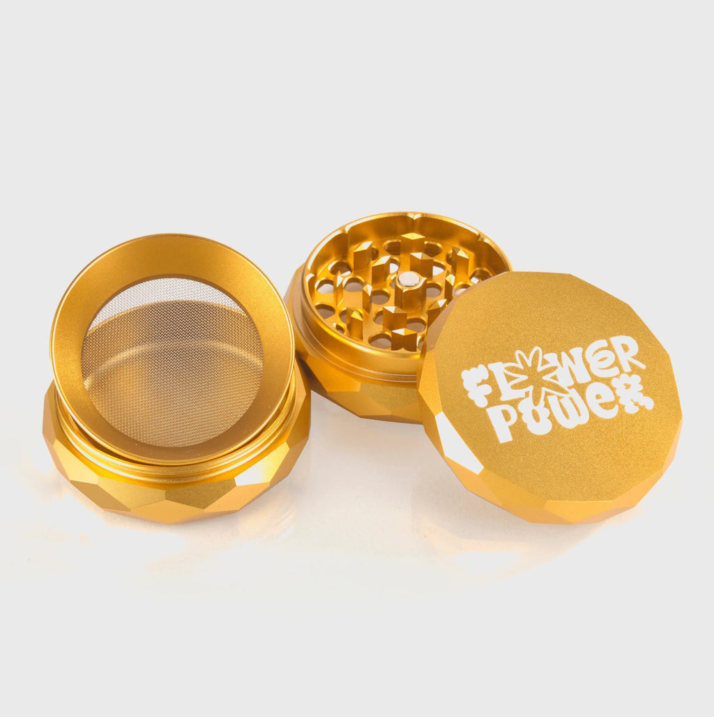 💎Flower Power Diamond Grinder Headshop Gold - Hanfify