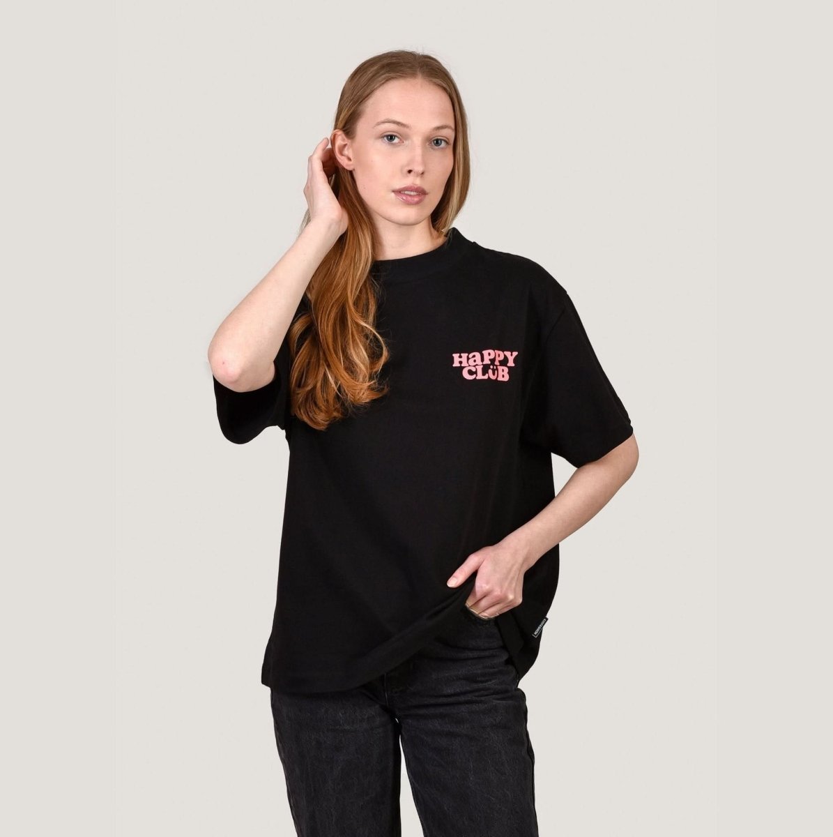 HAPPY CLUB T – Black oversize Merch M - Hanfify