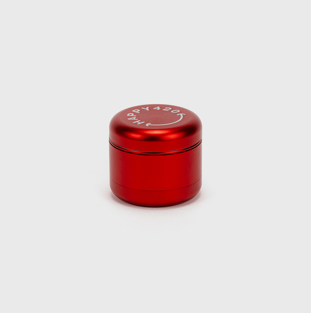 Happy420 Deluxe Quartet Grinder Headshop Red - Hanfify