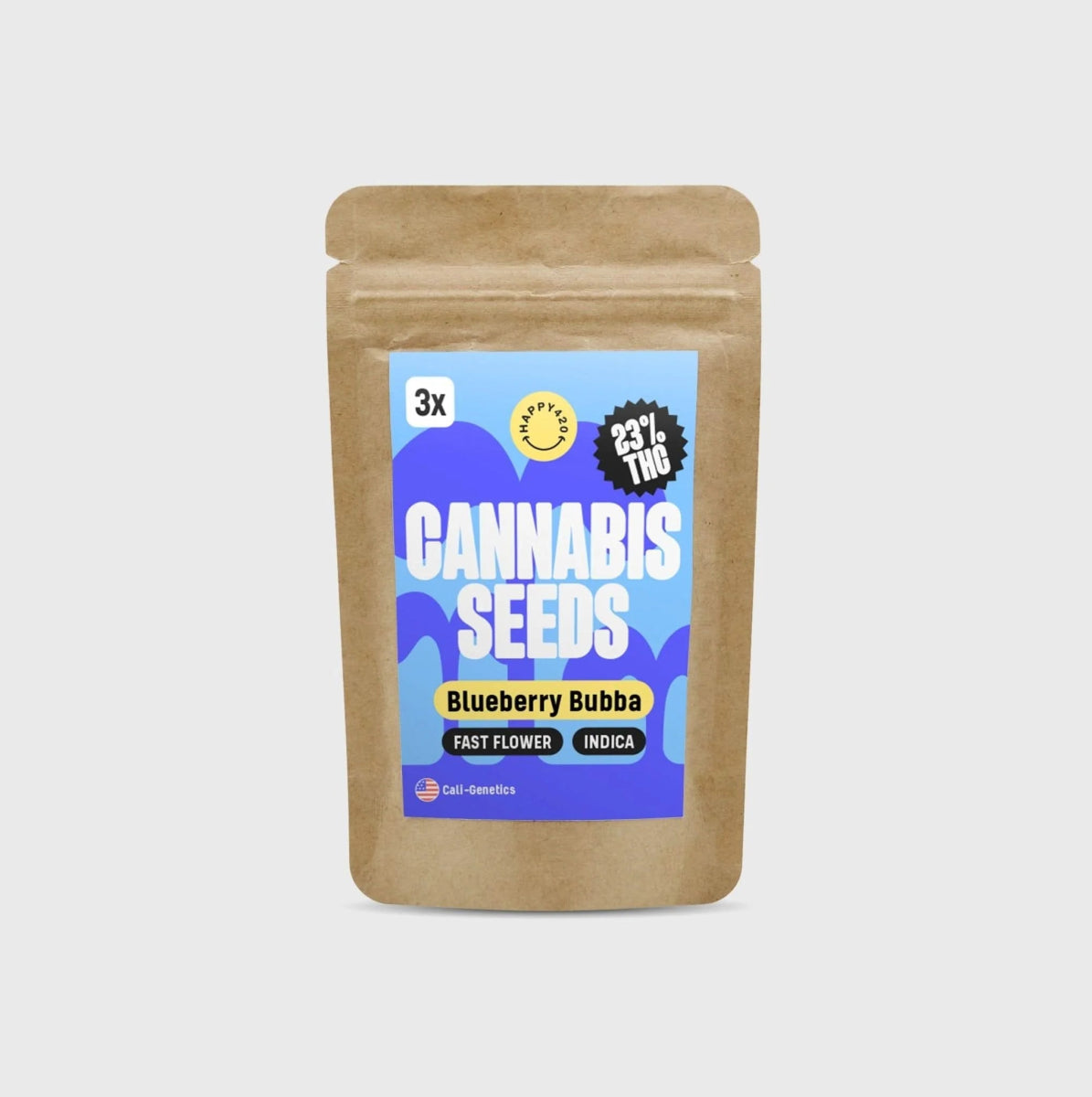 NEU!! Cali Genetics Blueberry Bubba 21% THC 🌱 fast flowering Cannabissamen 3 Stück - Hanfify