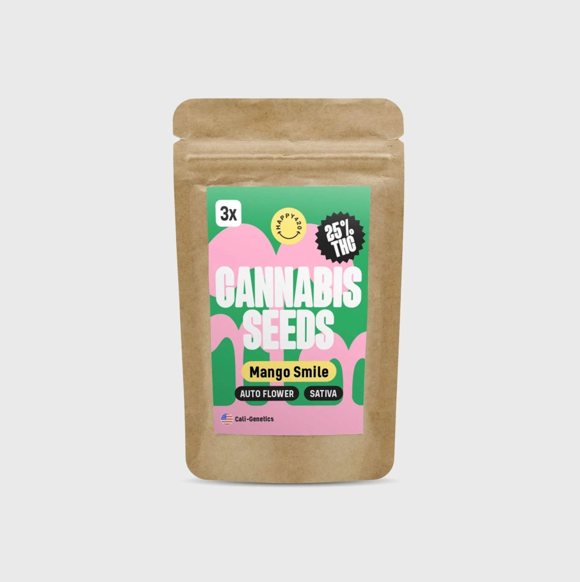 NEU!! Cali Genetics Mango Smile 25% THC 🌱 auto flowering Cannabissamen 3 Stück - Hanfify