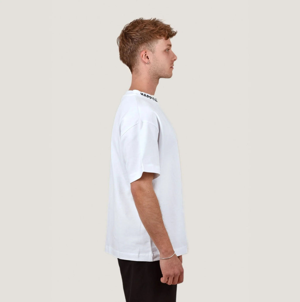 Oversize T - Kragen mit Stick Weiß Merch L - Hanfify